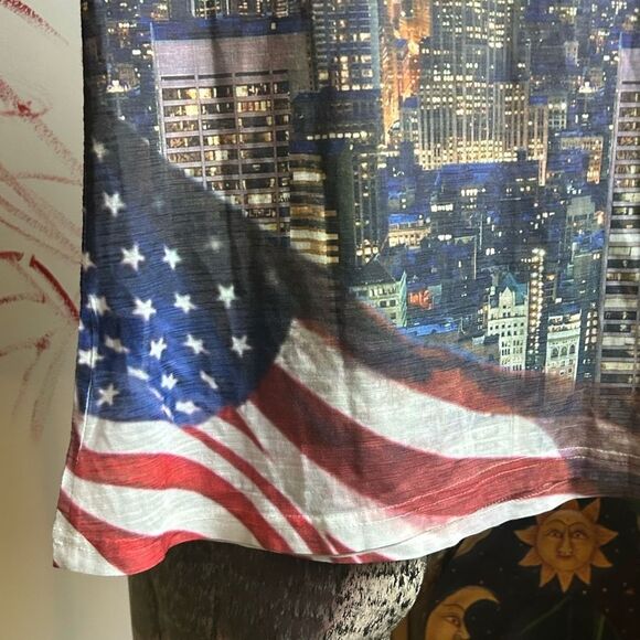 TRUE ROCK Cityscape V-Neck Tee - Blue and White L - Picture 11 of 16